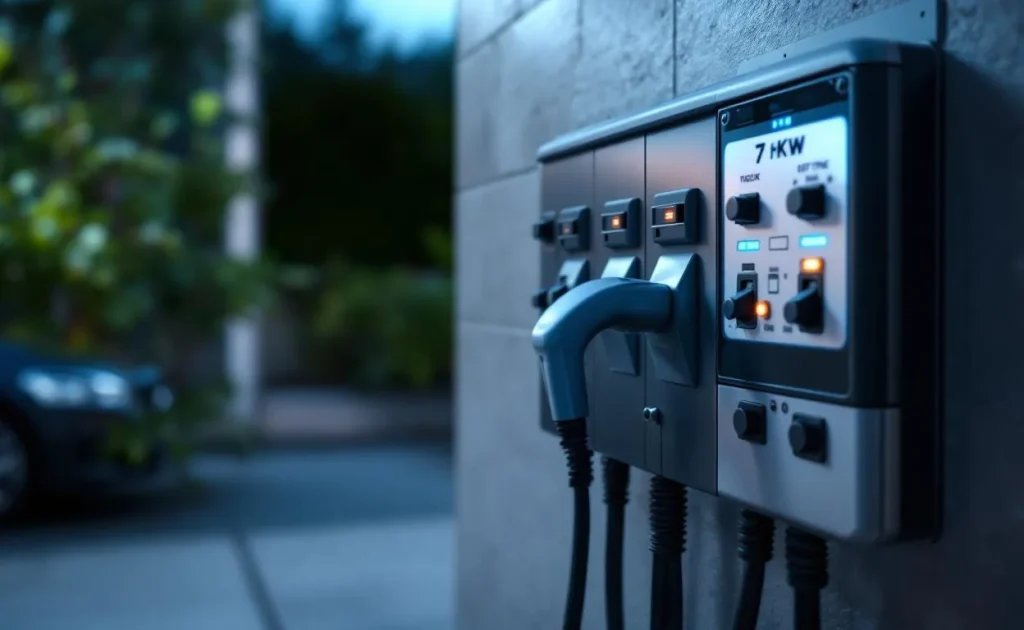 Borne électrique équipée d'un panneau d'affichage propre.